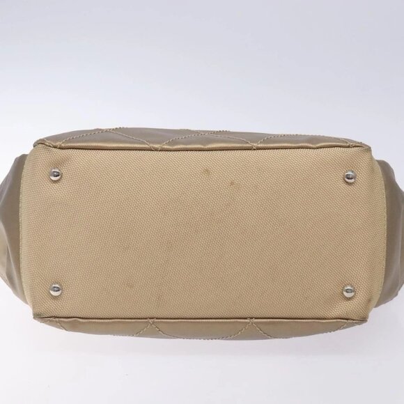 CHANEL Paris Biarritz Shoulder Bag Coated Canvas Beige Silver CC Auth BA4004 - Picture 5 of 15